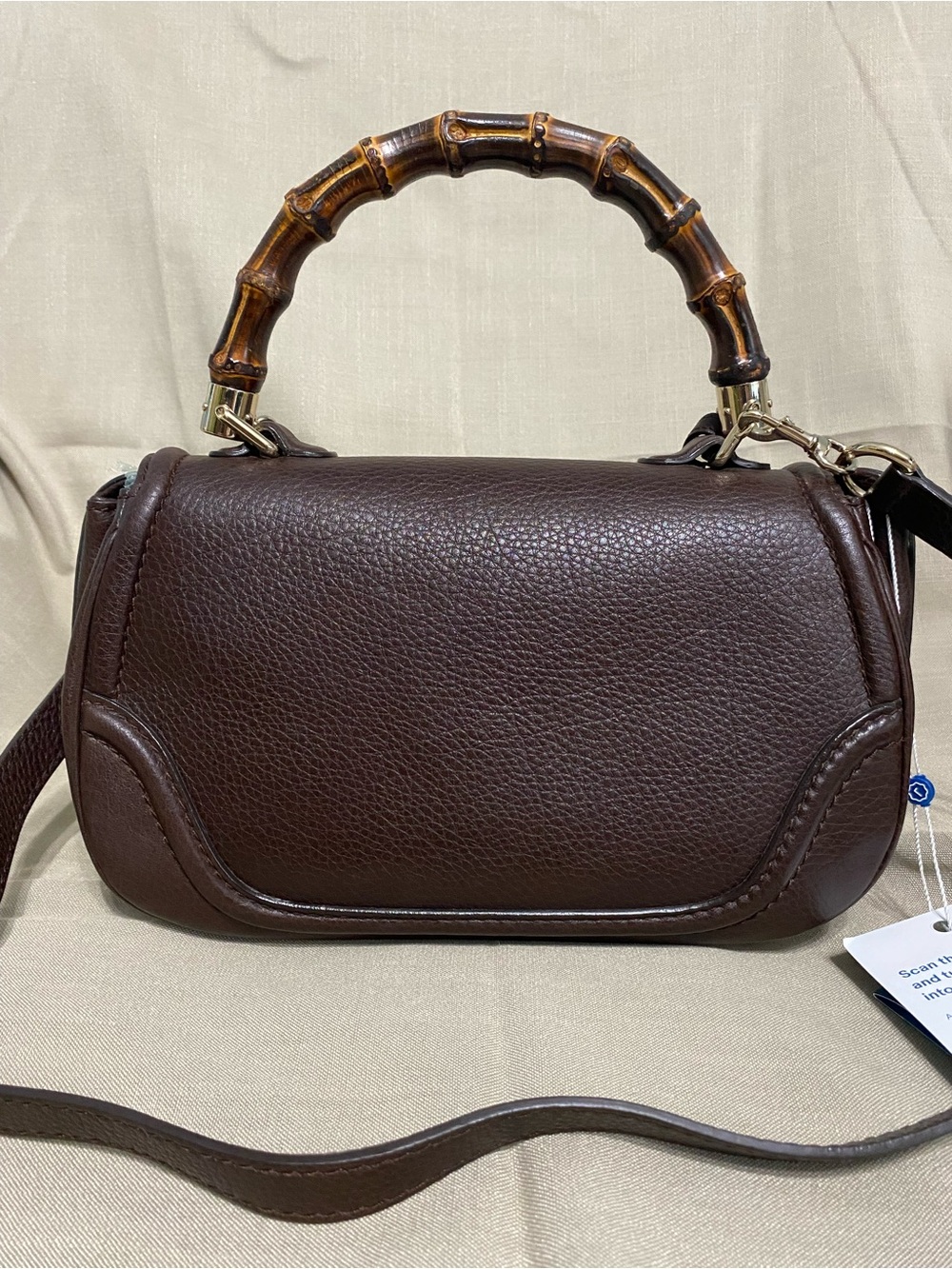 Gucci New Bamboo Medium Top Handle Shoulder Bag 2Way Leather Tassel 1947 - Picture 5 of 16